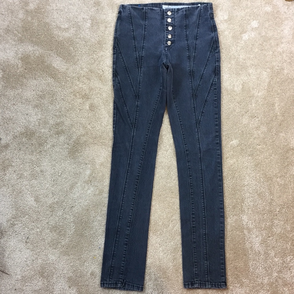 Silence & Noise Black Fade Button Fly Jeans 26 - image 6